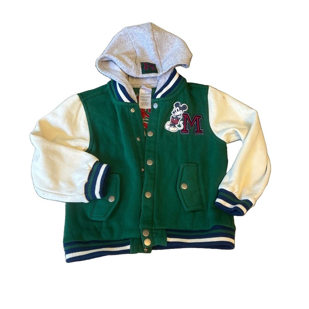 Official Disney Junior Mickey Mouse varsity jacket Size 5 Button Front & Hood